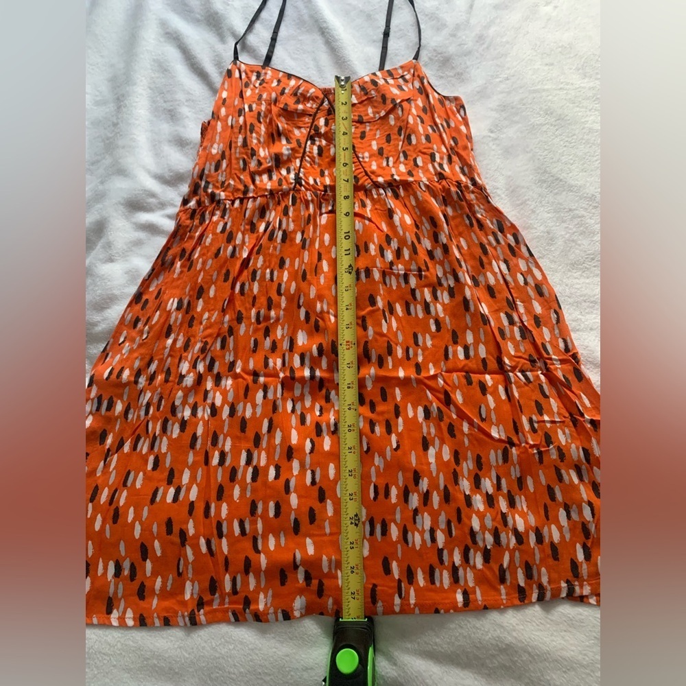 Orange Confetti Mini Slip Dress with Smocked Backing Sundress Y2K XL - Picture 6 of 8